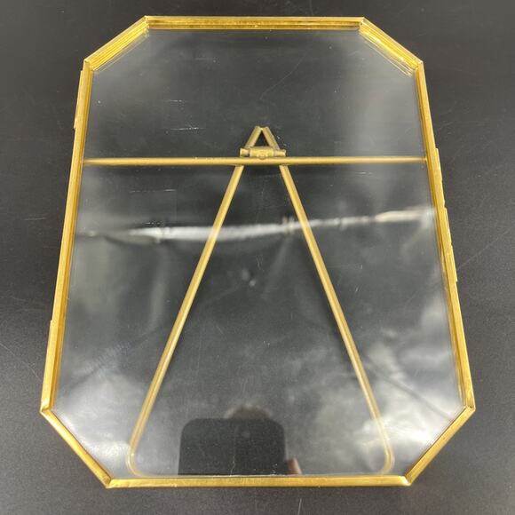 Hexagon Brass Hinged Double Glass Pressed Flower Stand Up Picture Frame 6 X 8 - Picture 9 of 13